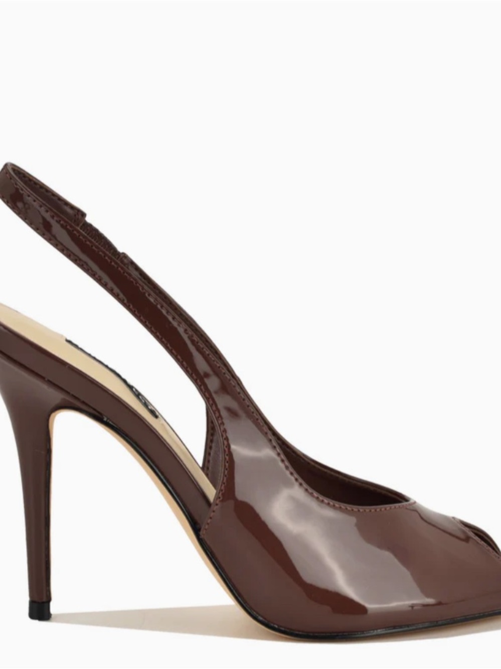 Nine West Brown Patent Slingback Stiletto Pump